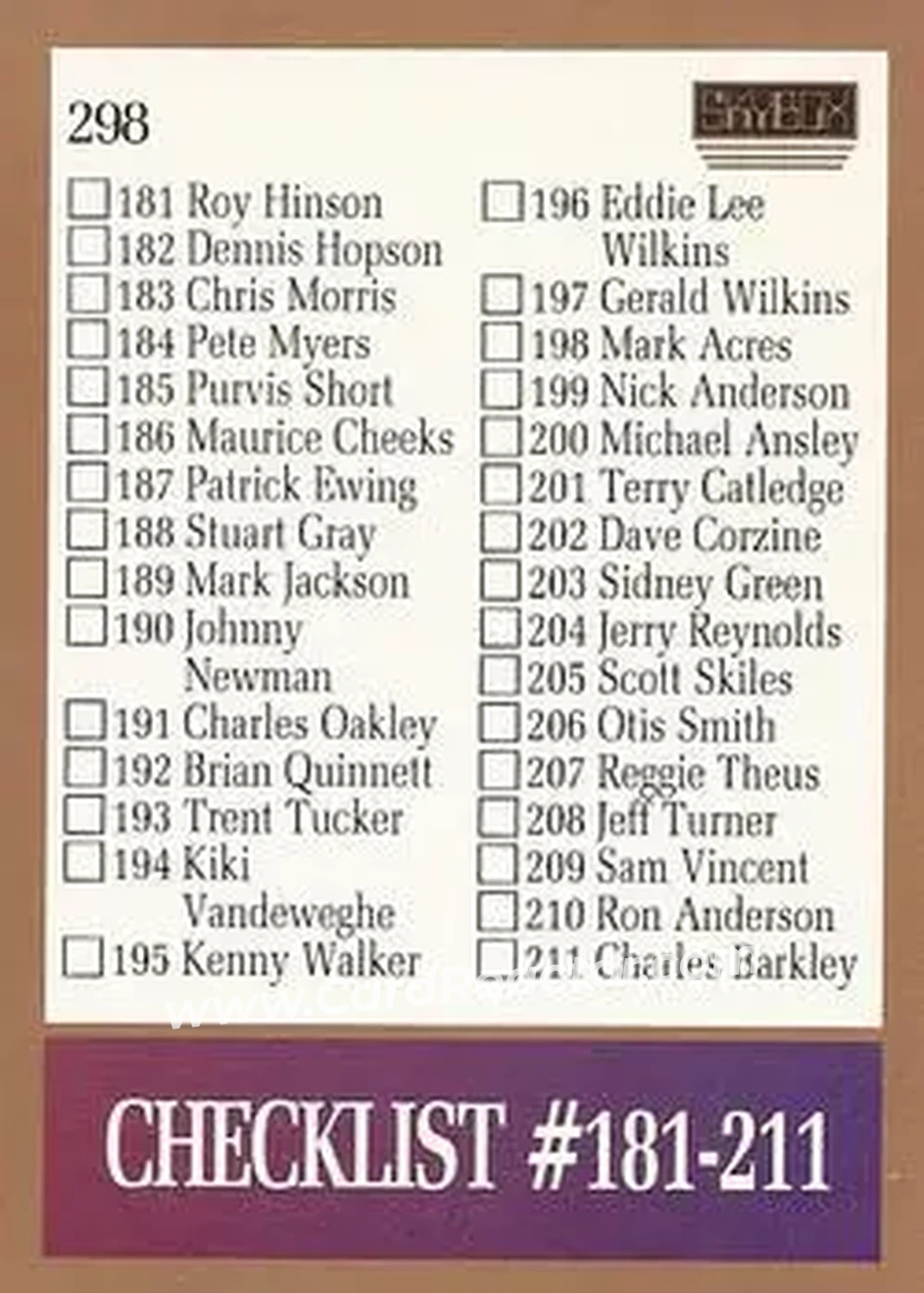 1990-91 SkyBox #298 - Card #298 - Front