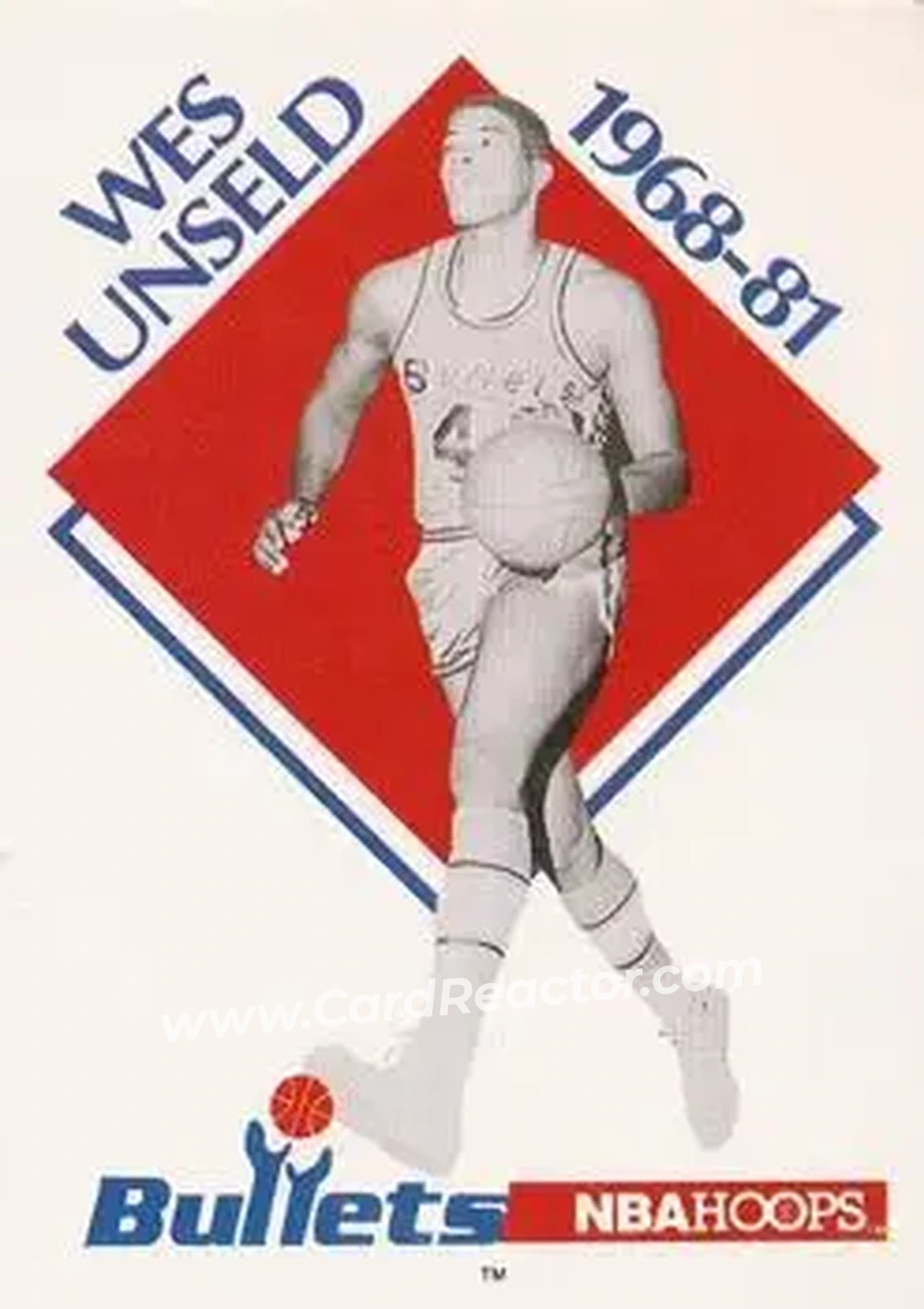 1990-91 Hoops #344 - Wes Unseld - Washington Bullets - Front