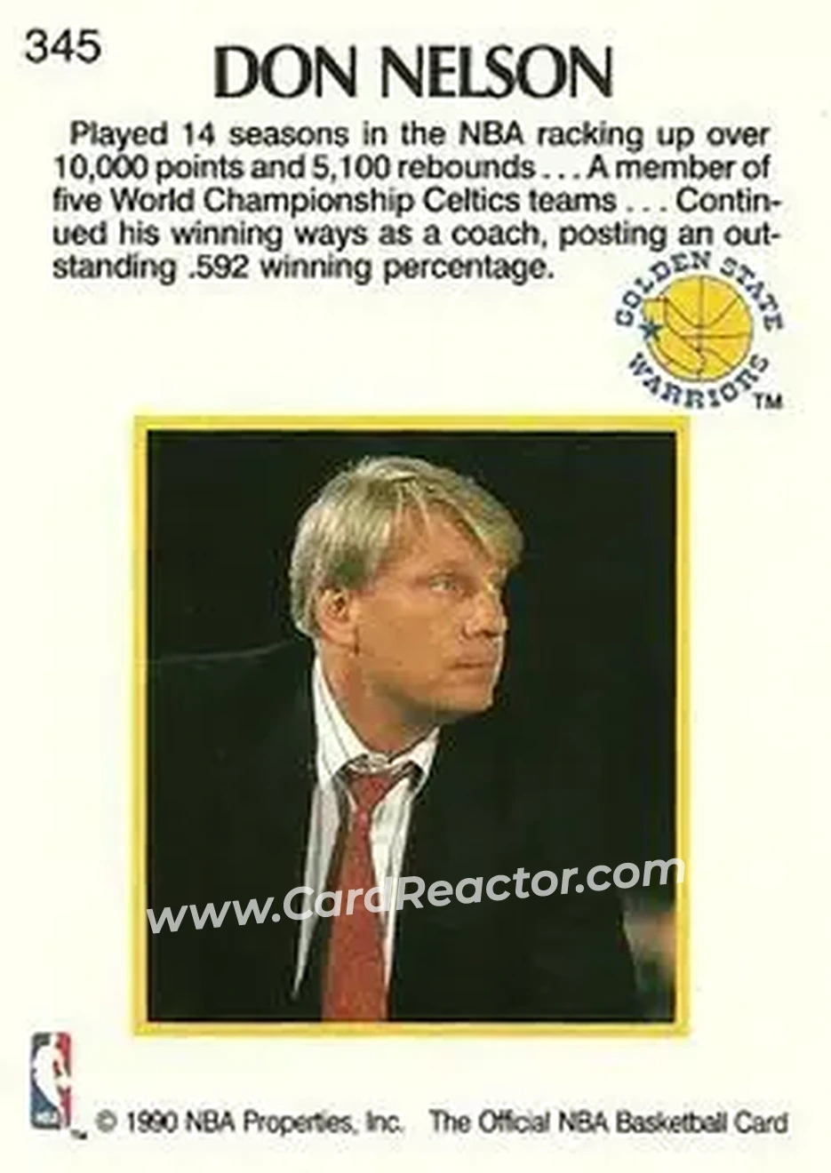 1990-91 Hoops #345 - Don Nelson - Back