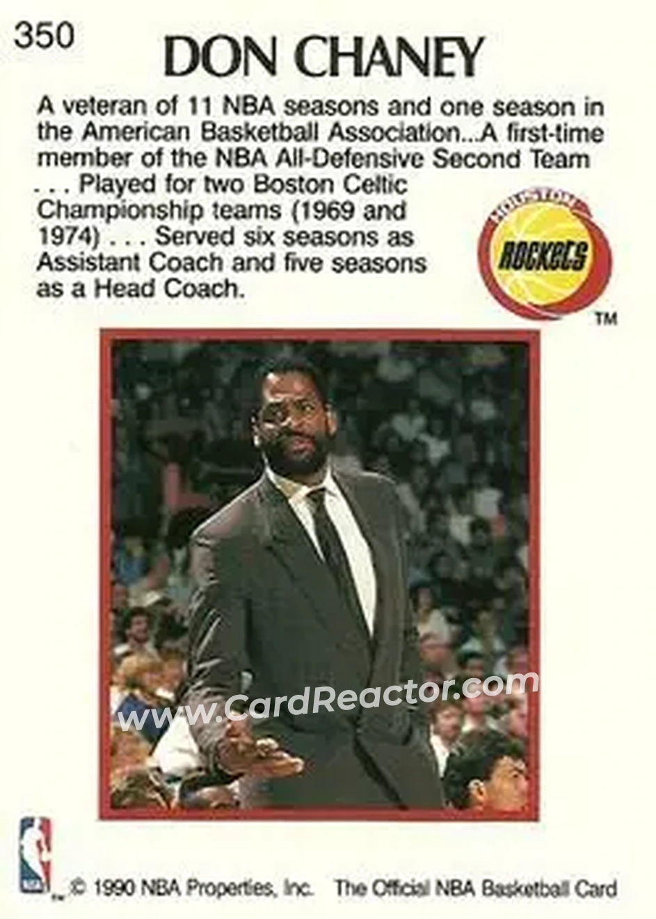 1990-91 Hoops #350 - Don Chaney - Back