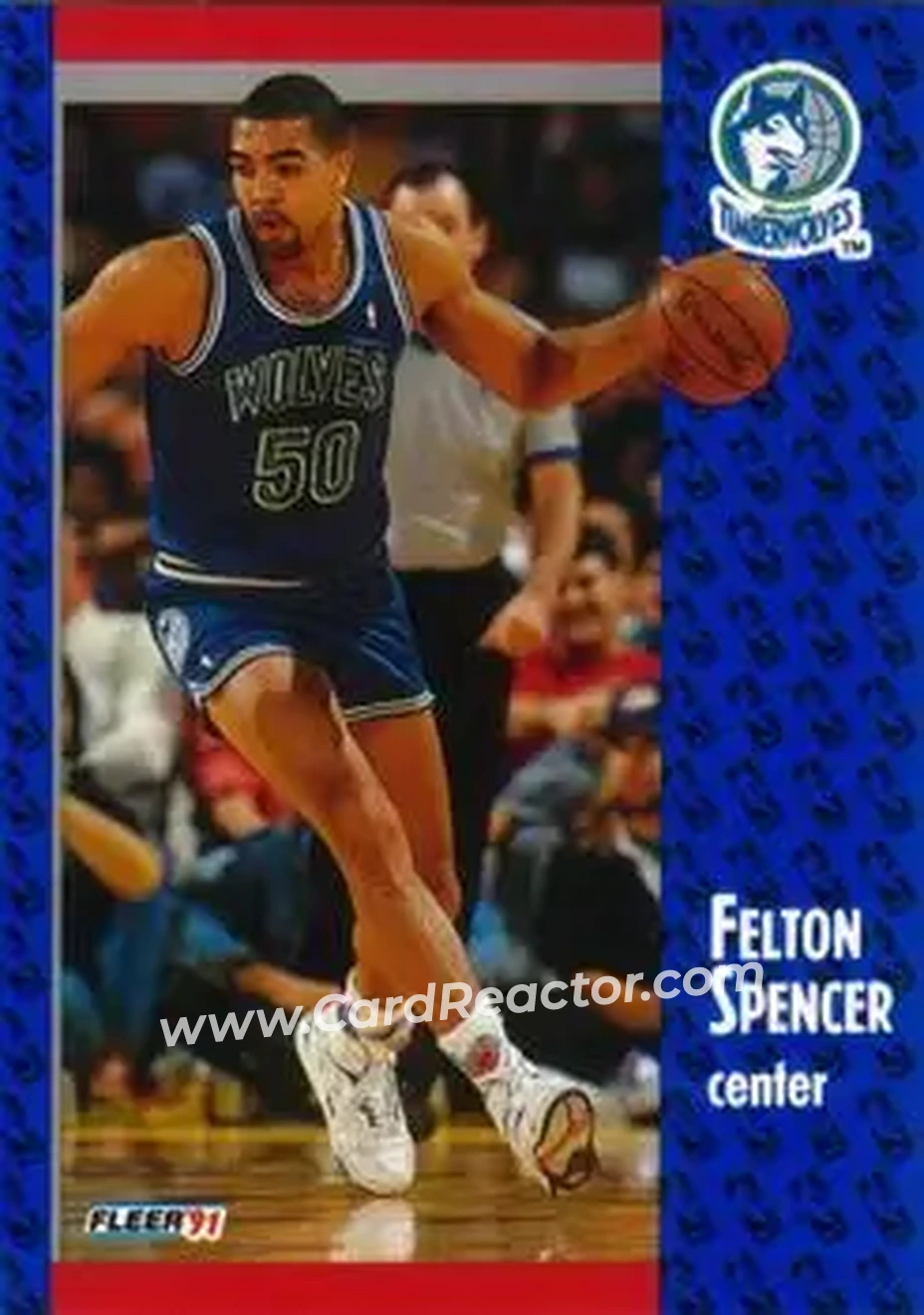 1991-92 Fleer #127 - Felton Spencer - Minnesota Timberwolves - Front 1991-92 Fleer #127 - Felton Spencer - Minnesota Timberwolves - Front