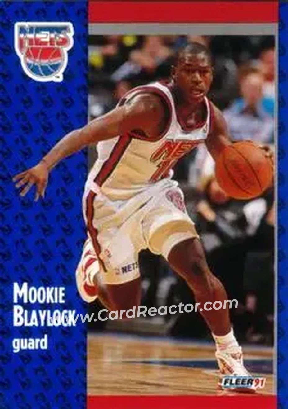 1991-92 Fleer #128 - Mookie Blaylock - New Jersey Nets - Front