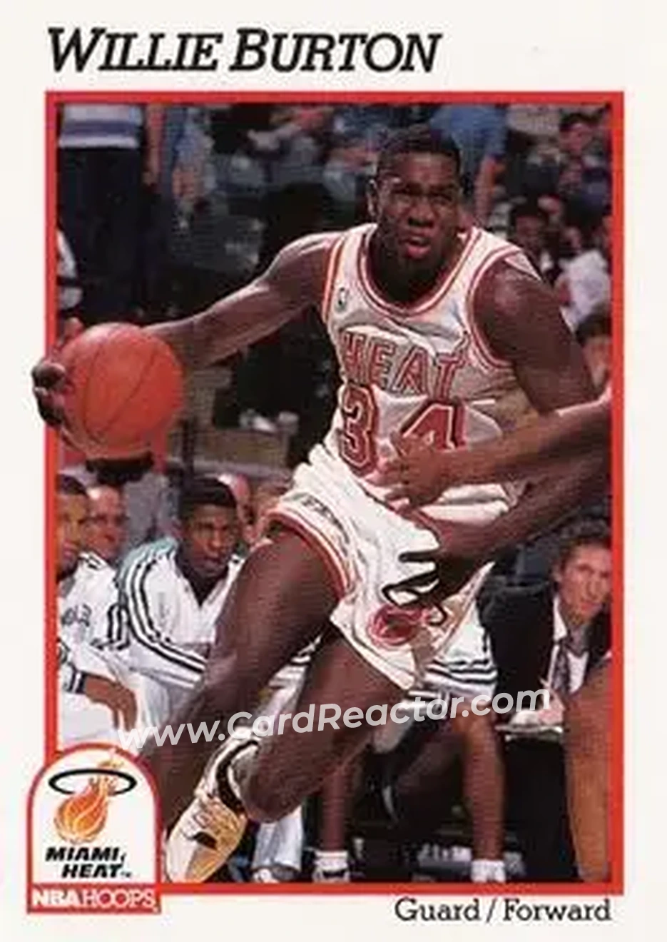 1991-92 Hoops #107 - Willie Burton - Miami Heat - Front
