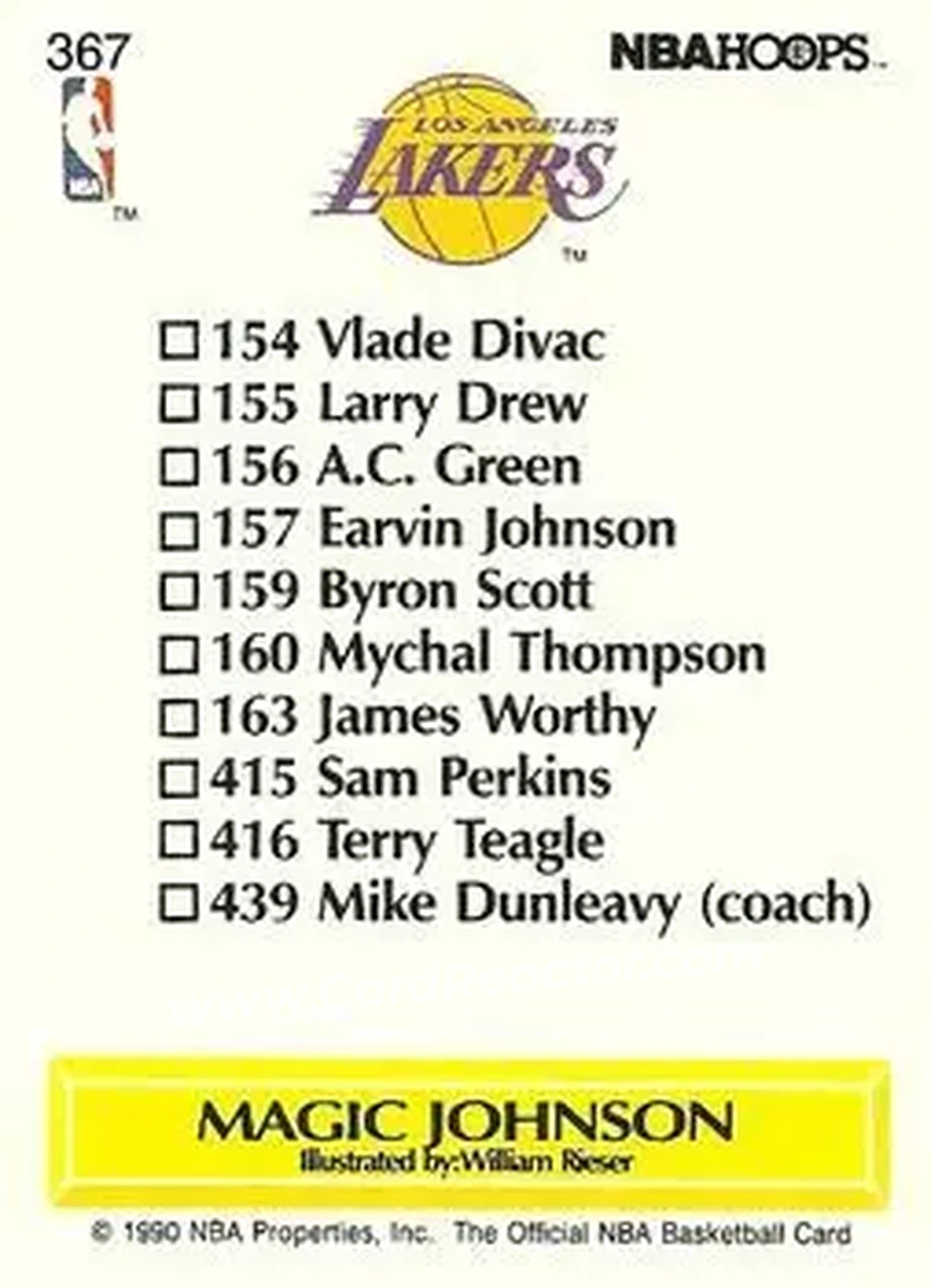 1990-91 Hoops #367 - Magic Johnson - Los Angeles Lakers - Back