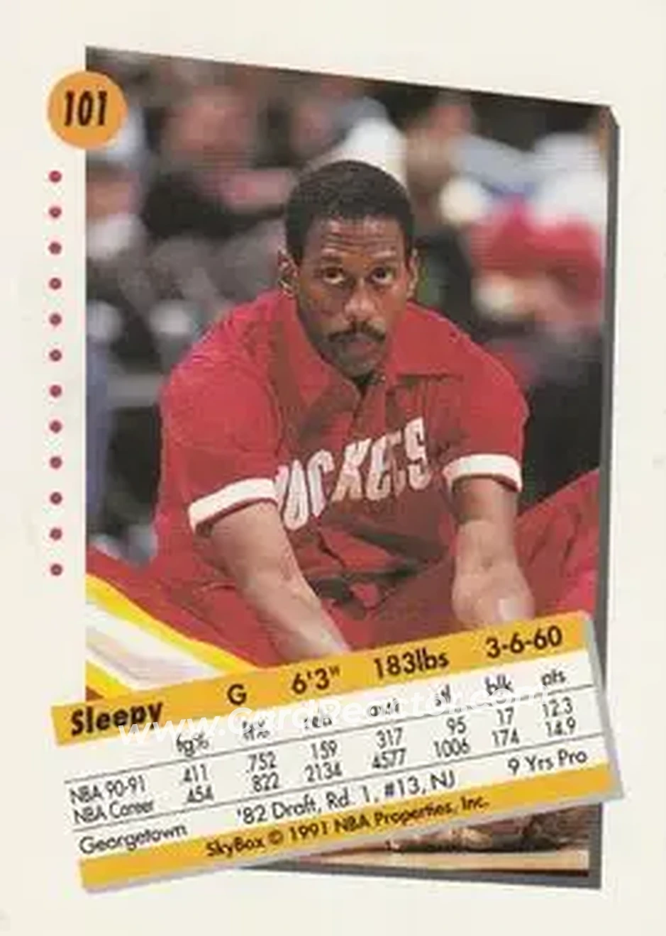 1991-92 SkyBox #101 - Sleepy Floyd - Houston Rockets - Back