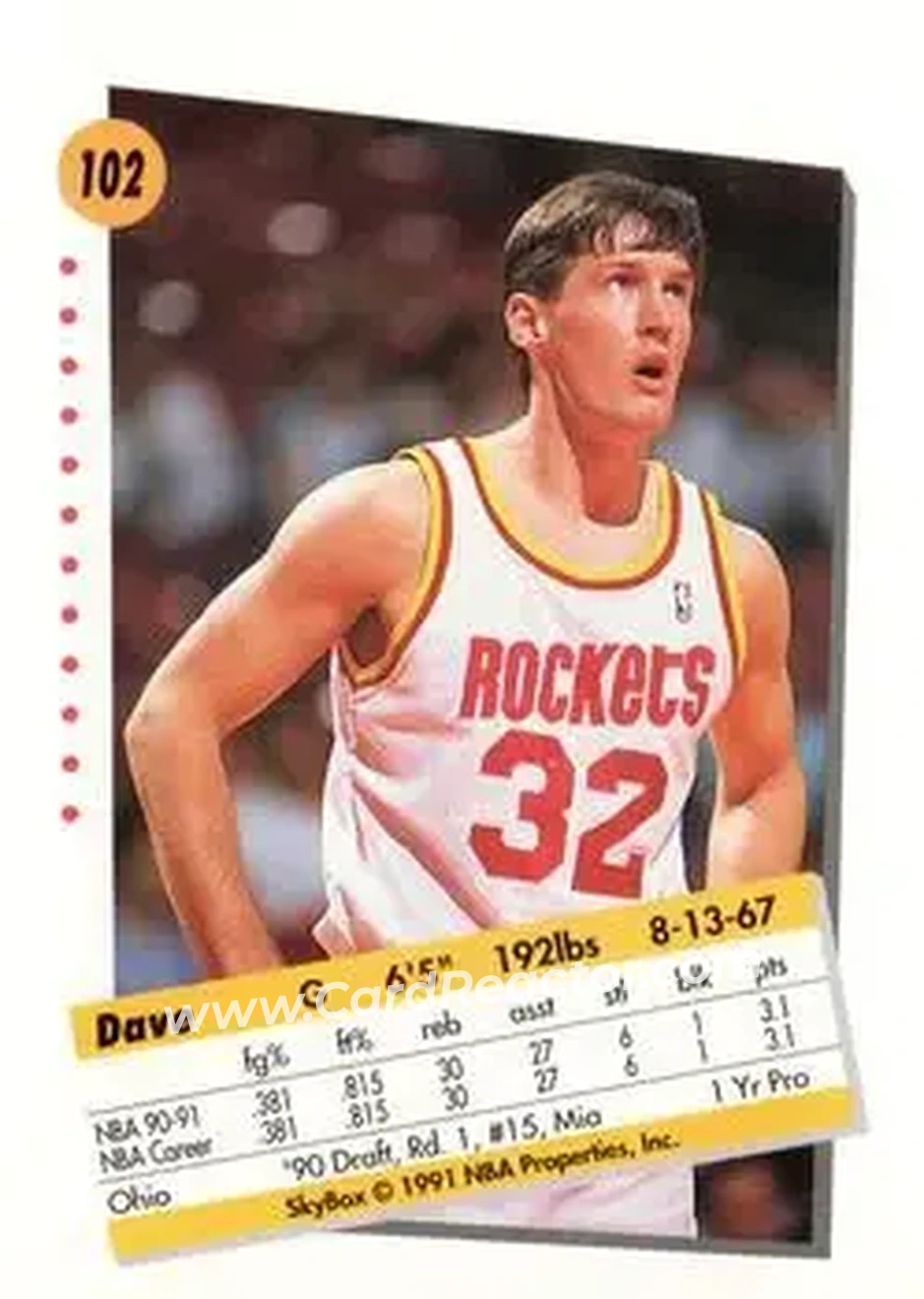 1991-92 SkyBox #102 - Dave Jamerson - Houston Rockets - Back