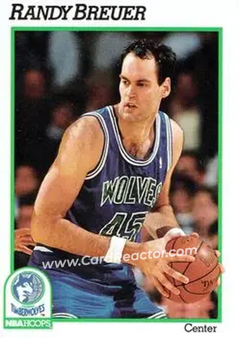 1991-92 Hoops #123 - Randy Breuer - Minnesota Timberwolves - Front 1991-92 Hoops #123 - Randy Breuer - Minnesota Timberwolves - Front