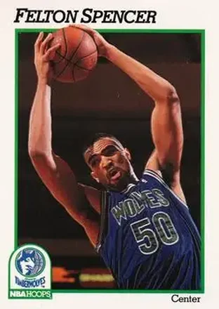 1991-92 Hoops #130 - Felton Spencer - Minnesota Timberwolves