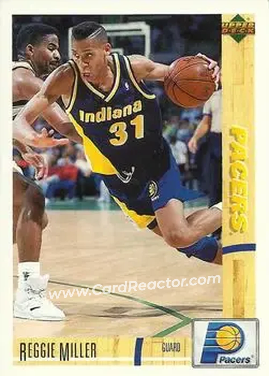 1991-92 Upper Deck Italian #57 - Reggie Miller - Indiana Pacers - Front 1991-92 Upper Deck Italian #57 - Reggie Miller - Indiana Pacers - Front