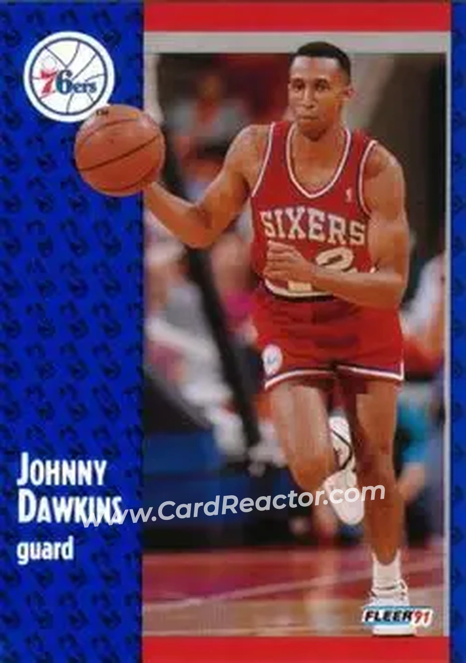 1991-92 Fleer #152 - Johnny Dawkins - Philadelphia 76ers - Front