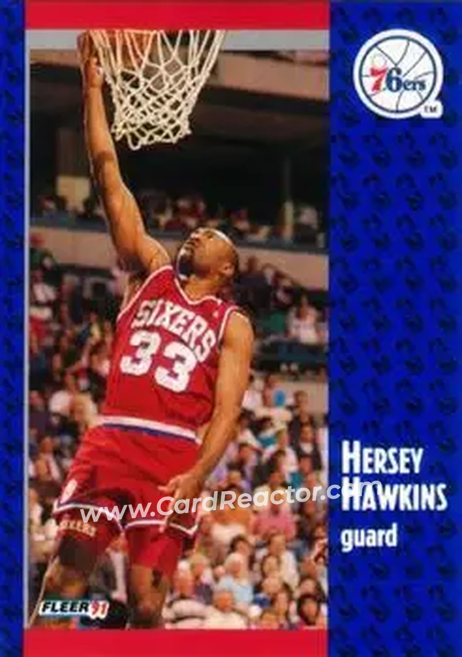 1991-92 Fleer #154 - Hersey Hawkins - Philadelphia 76ers - Front