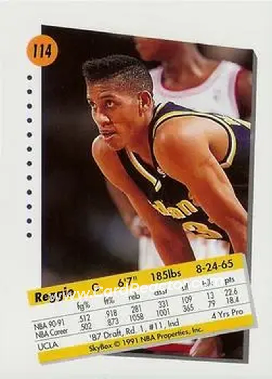 1991-92 SkyBox #114 - Reggie Miller - Indiana Pacers - Back