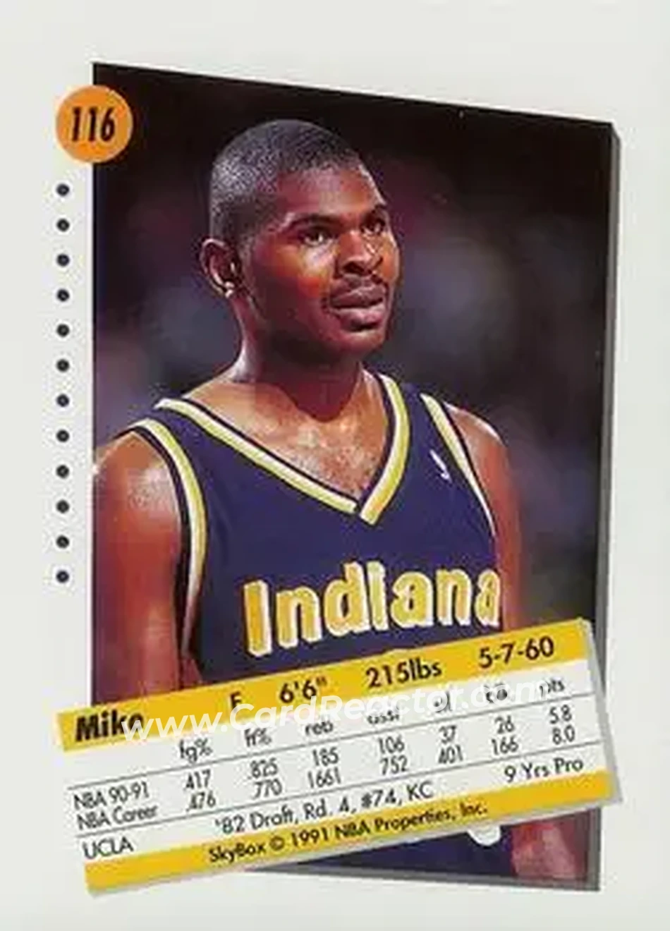 1991-92 SkyBox #116 - Mike Sanders - Indiana Pacers - Back 1991-92 SkyBox #116 - Mike Sanders - Indiana Pacers - Back