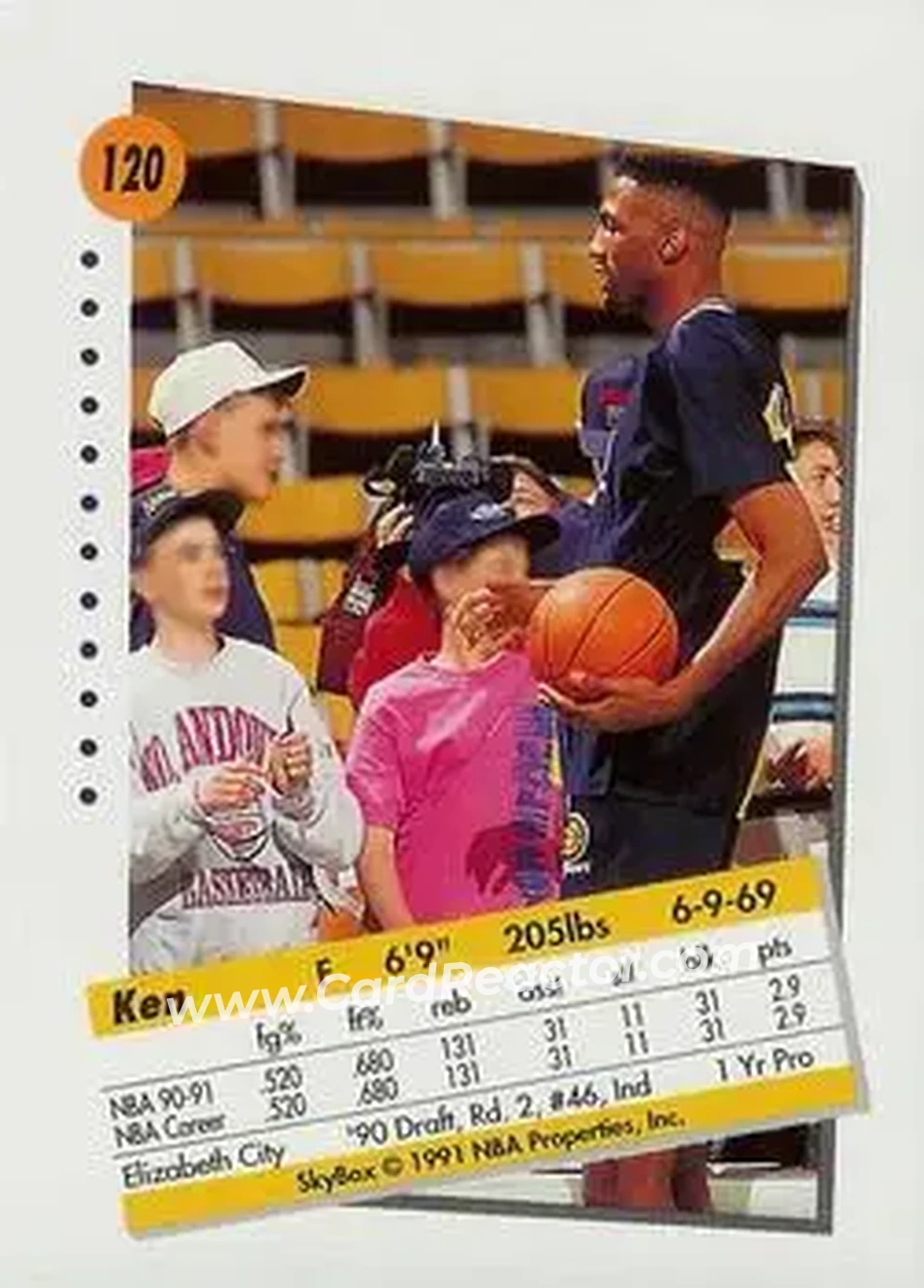 1991-92 SkyBox #120 - Kenny Williams - Indiana Pacers - Back