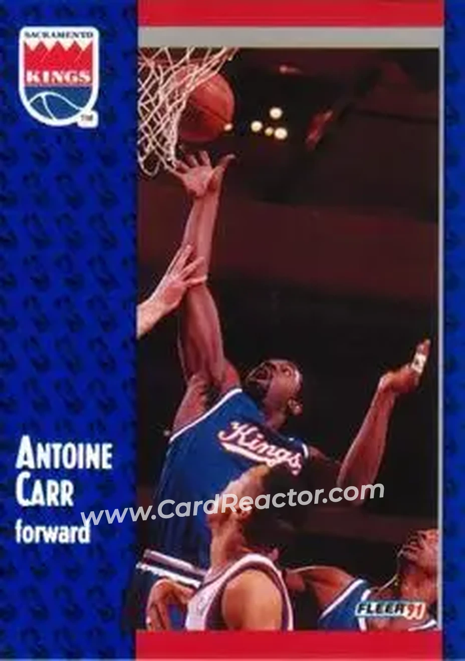 1991-92 Fleer #174 - Antoine Carr - Sacramento Kings - Front
