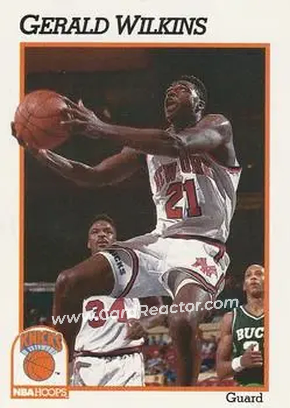1991-92 Hoops #146 - Gerald Wilkins - New York Knicks - Front 1991-92 Hoops #146 - Gerald Wilkins - New York Knicks - Front
