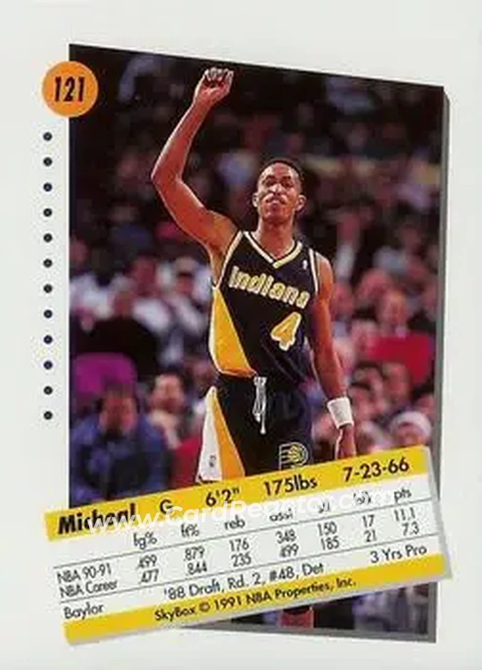 1991-92 SkyBox #121 - Micheal Williams - Indiana Pacers - Back