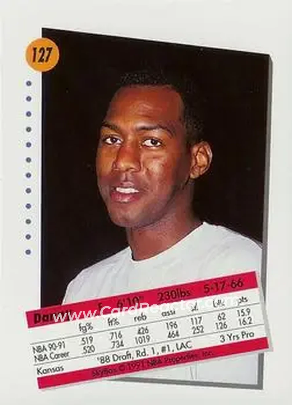 1991-92 SkyBox #127 - Danny Manning - Los Angeles Clippers - Back 1991-92 SkyBox #127 - Danny Manning - Los Angeles Clippers - Back