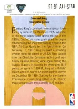 1991-92 Upper Deck #1991 - Rich King & Bernard King - Seattle SuperSonics, Washington Bullets - Back