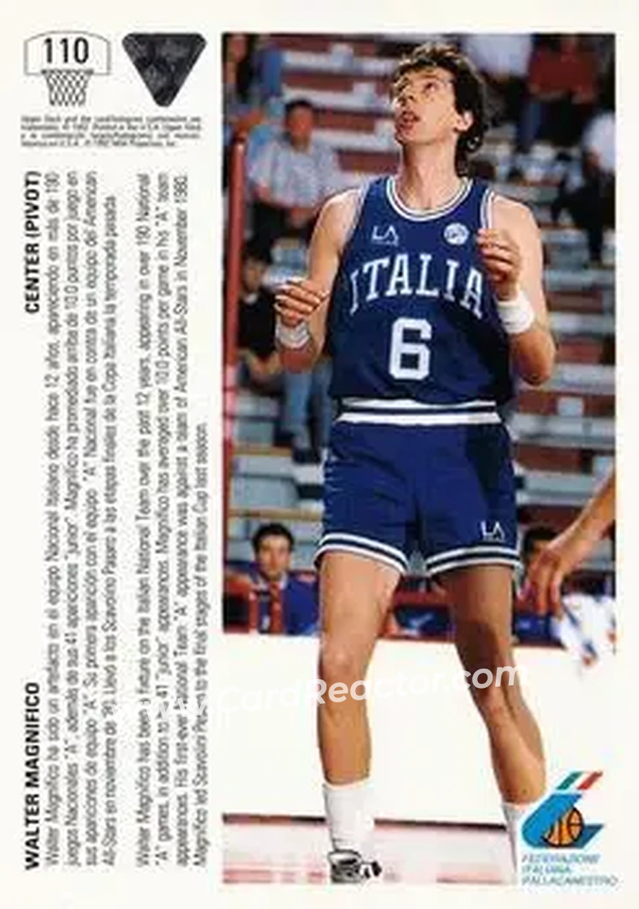 1991-92 Upper Deck Spanish #110 - Walter Magnifico - Italy - Back 1991-92 Upper Deck Spanish #110 - Walter Magnifico - Italy - Back