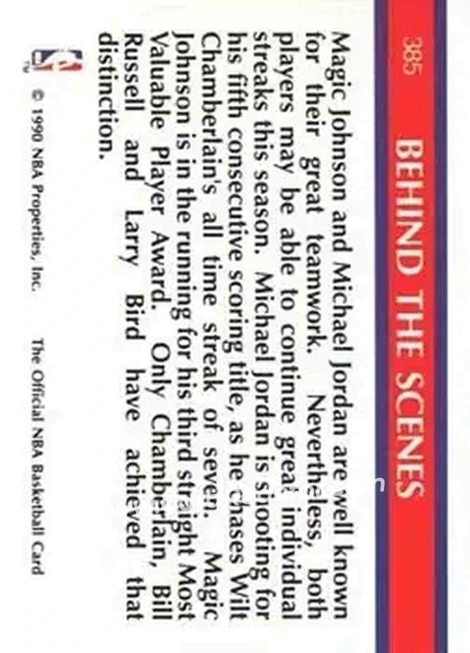 1990-91 Hoops #385 - Card #385 - Back