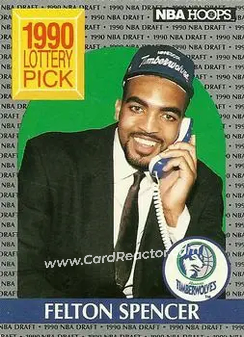 1990-91 Hoops #395 - Felton Spencer - Minnesota Timberwolves - Front 1990-91 Hoops #395 - Felton Spencer - Minnesota Timberwolves - Front