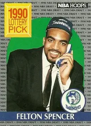 1990-91 Hoops #395 - Felton Spencer - Minnesota Timberwolves