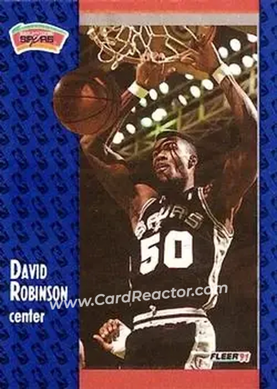 1991-92 Fleer #187 - David Robinson - San Antonio Spurs - Front