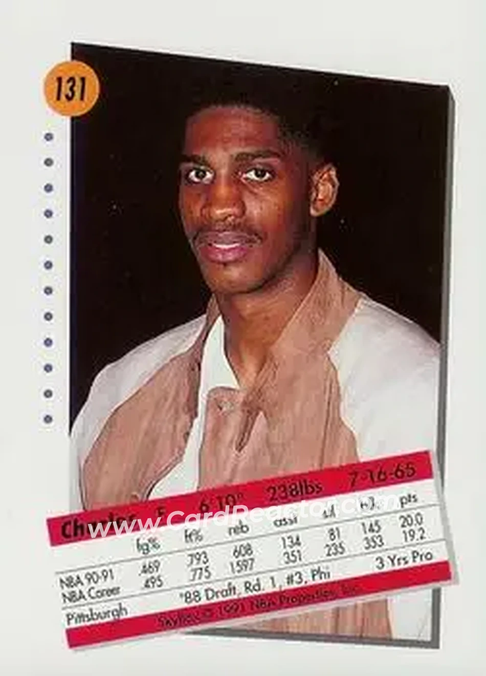 1991-92 SkyBox #131 - Charles Smith - Los Angeles Clippers - Back