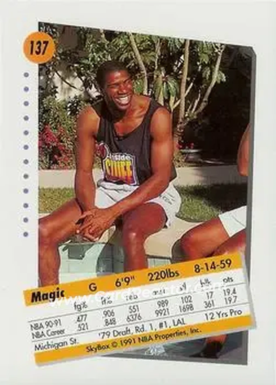 1991-92 SkyBox #137 - Magic Johnson - Los Angeles Lakers - Back