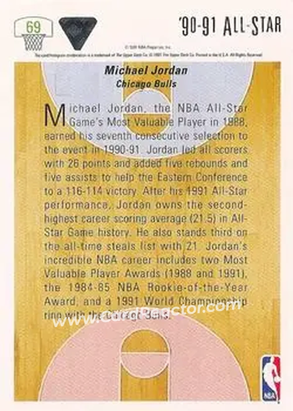 1991-92 Upper Deck #69 - Michael Jordan - Chicago Bulls - Back