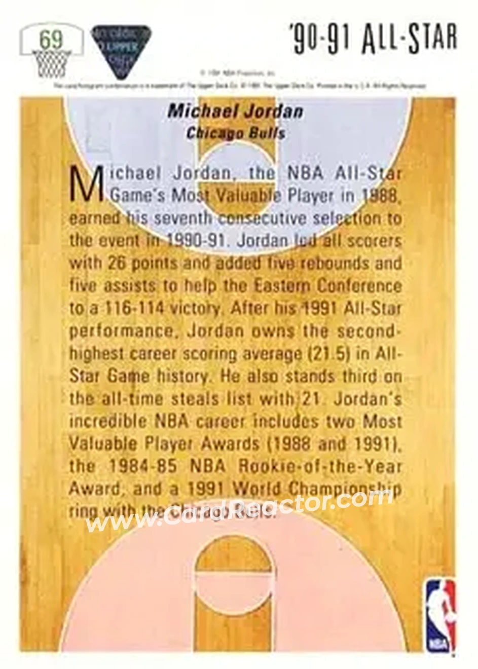 1991-92 Upper Deck #69 - Michael Jordan - Chicago Bulls - Back