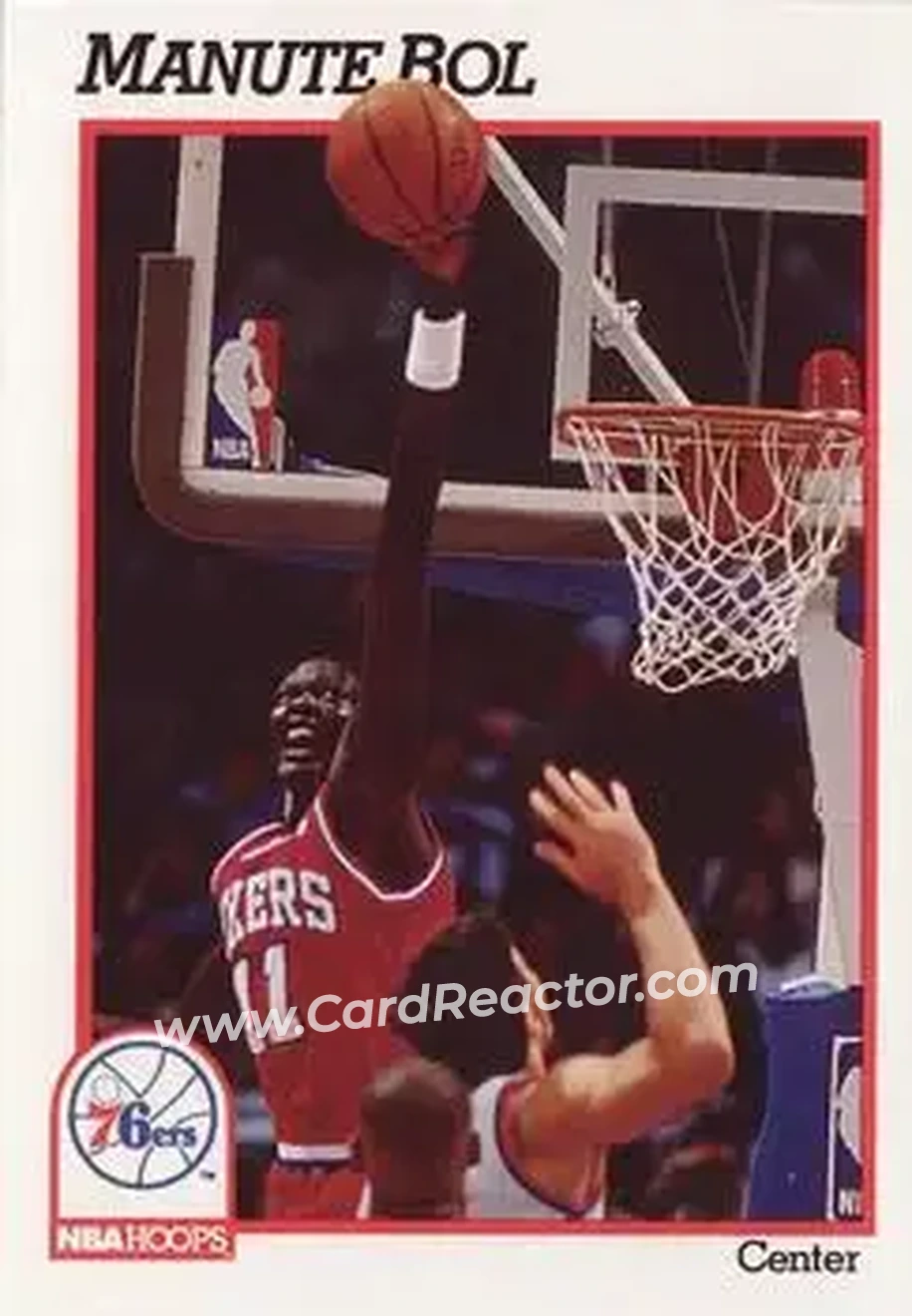 1991-92 Hoops #157 - Manute Bol - Philadelphia 76ers - Front