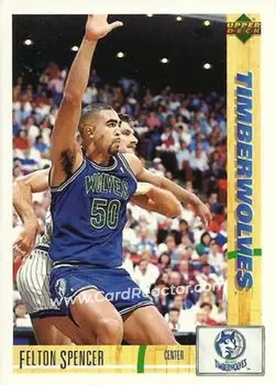 1991-92 Upper Deck Italian #73 - Felton Spencer - Minnesota Timberwolves - Front 1991-92 Upper Deck Italian #73 - Felton Spencer - Minnesota Timberwolves - Front