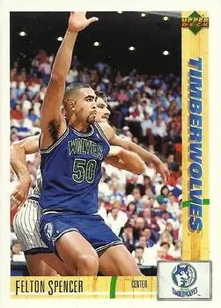 1991-92 Upper Deck Italian #73 - Felton Spencer - Minnesota Timberwolves 1991-92 Upper Deck Italian #73 - Felton Spencer - Minnesota Timberwolves