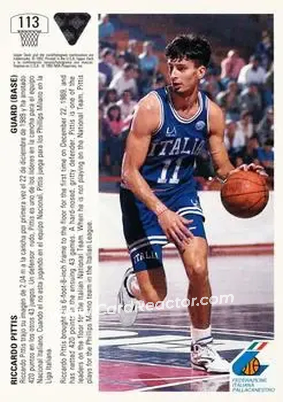 1991-92 Upper Deck Spanish #113 - Riccardo Pittis - Italy - Back 1991-92 Upper Deck Spanish #113 - Riccardo Pittis - Italy - Back