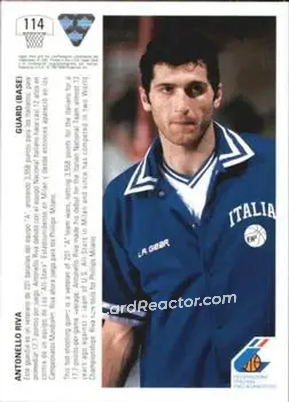 1991-92 Upper Deck Spanish #114 - Antonello Riva - Italy - Back