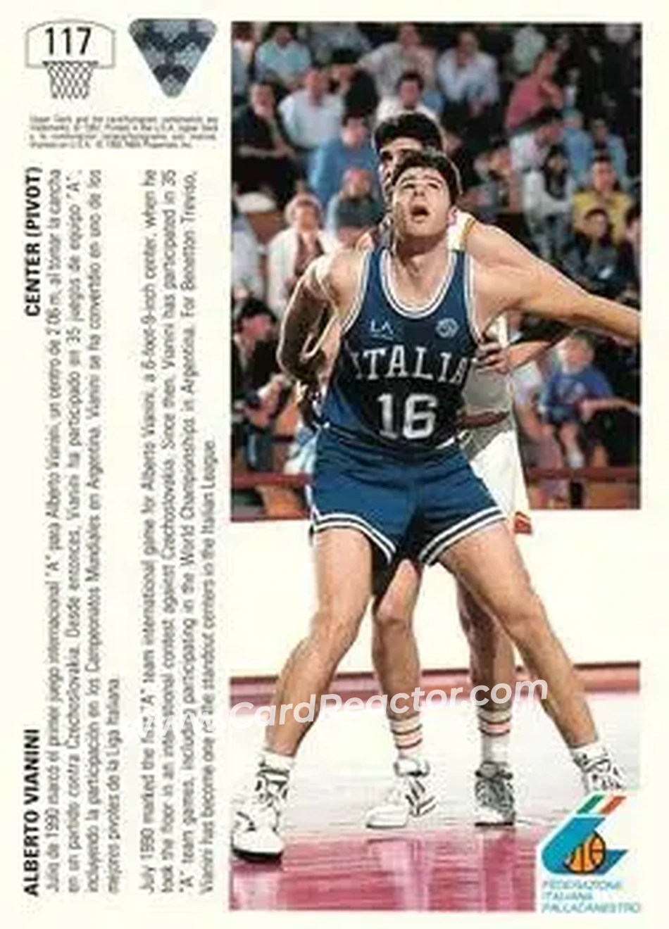 1991-92 Upper Deck Spanish #117 - Alberto Vianini - Italy - Back 1991-92 Upper Deck Spanish #117 - Alberto Vianini - Italy - Back