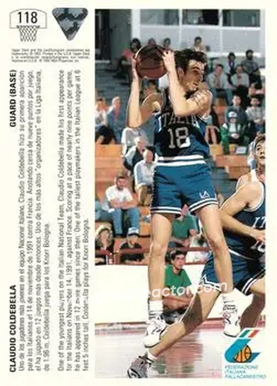 1991-92 Upper Deck Spanish #118 - Claudio Coldebella - Italy - Back