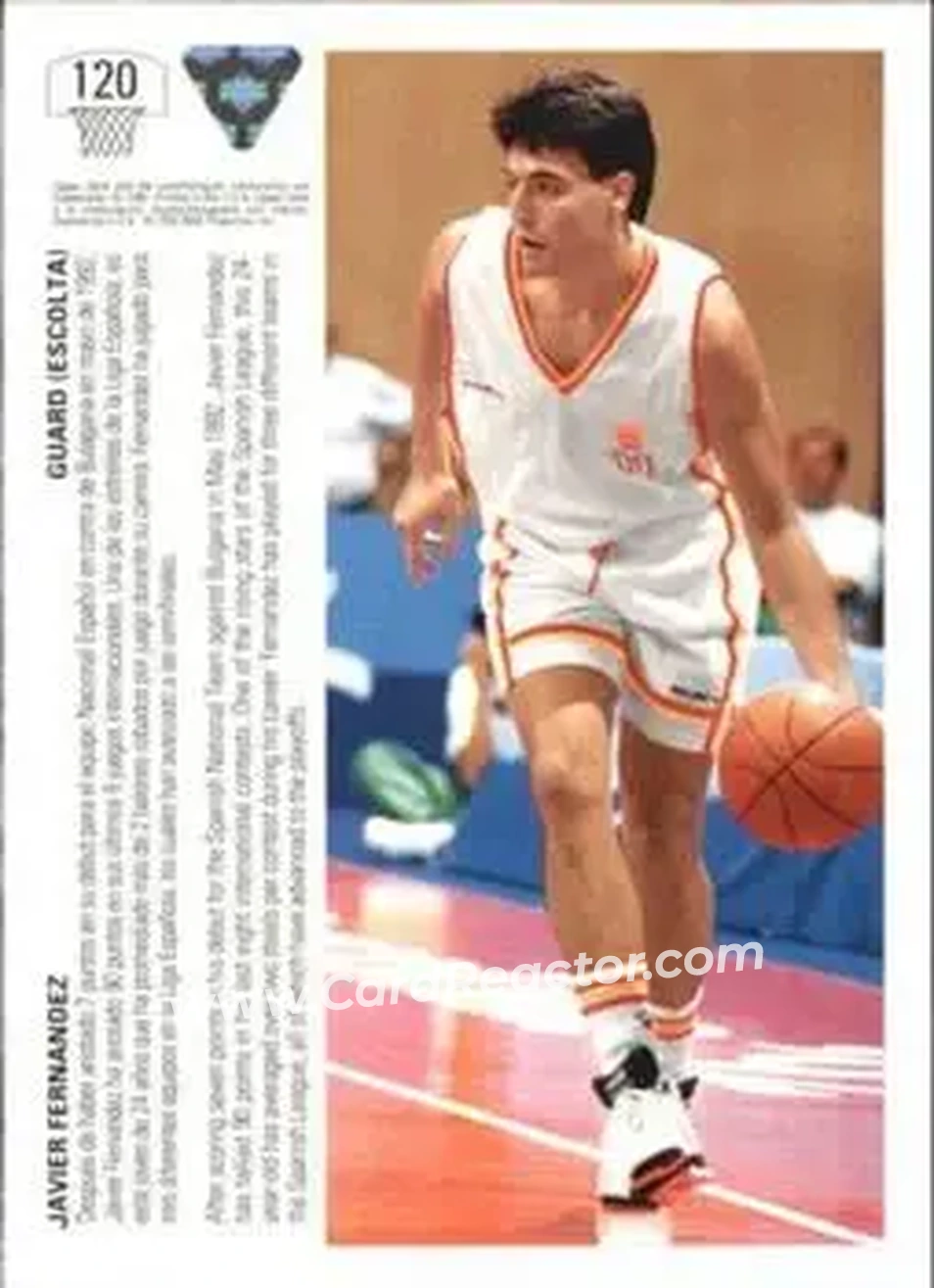 1991-92 Upper Deck Spanish #120 - Javier Fernandez - Spain - Back 1991-92 Upper Deck Spanish #120 - Javier Fernandez - Spain - Back