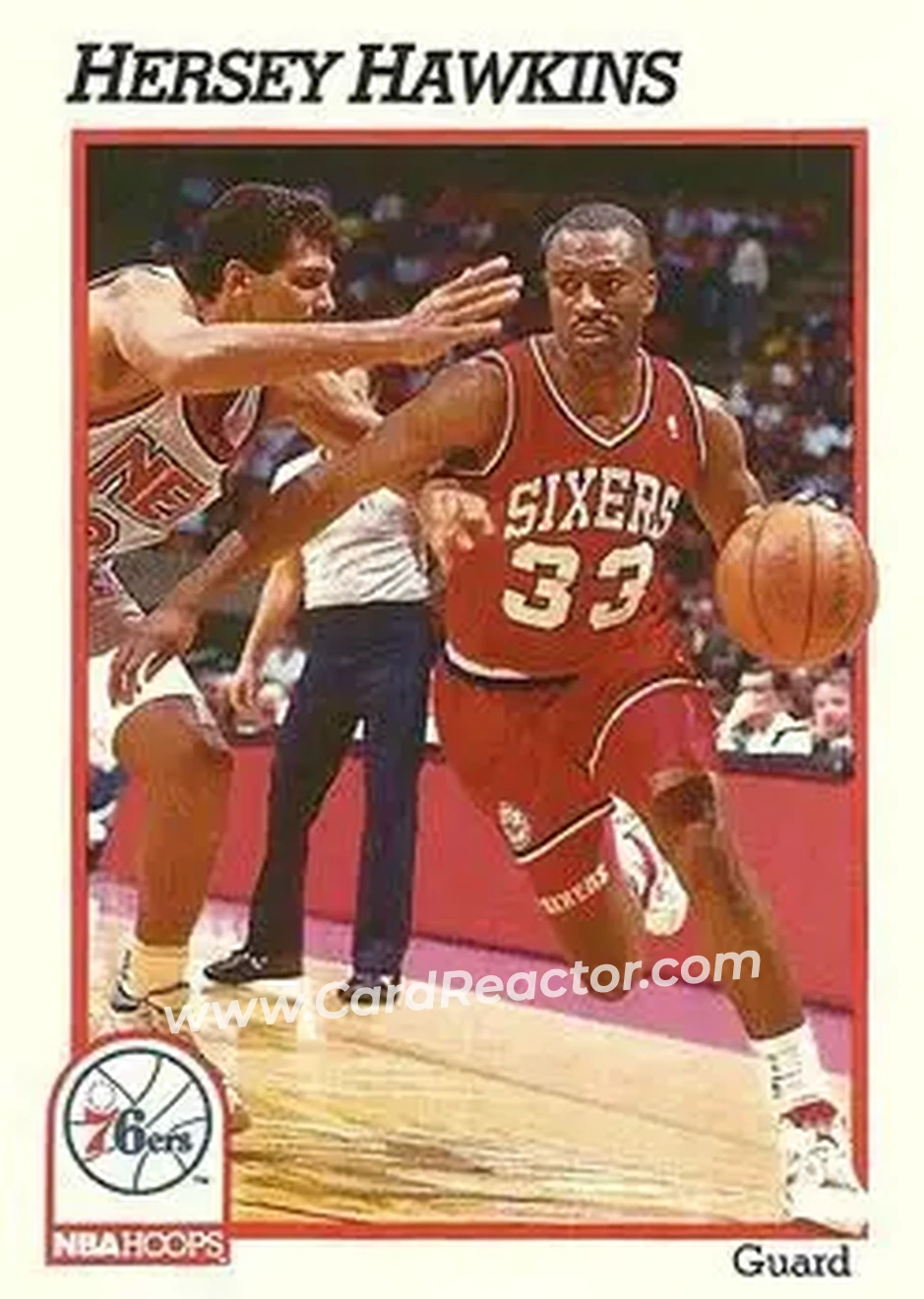 1991-92 Hoops #161 - Hersey Hawkins - Philadelphia 76ers - Front 1991-92 Hoops #161 - Hersey Hawkins - Philadelphia 76ers - Front