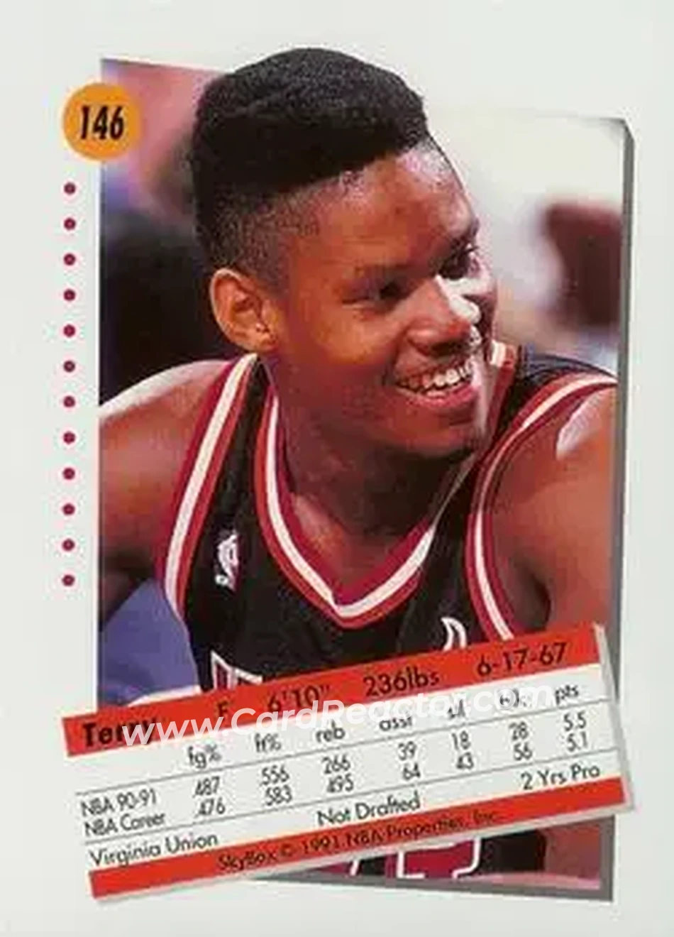 1991-92 SkyBox #146 - Terry Davis - Miami Heat - Back