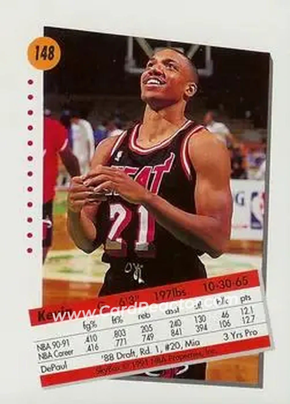 1991-92 SkyBox #148 - Kevin Edwards - Miami Heat - Back