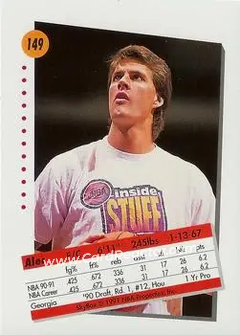 1991-92 SkyBox #149 - Alec Kessler - Miami Heat - Back