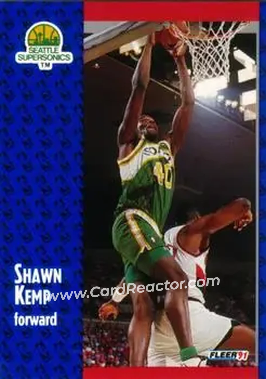 1991-92 Fleer #192 - Shawn Kemp - Seattle SuperSonics - Front