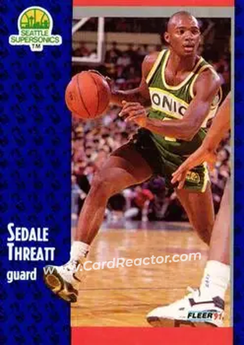 1991-92 Fleer #196 - Sedale Threatt - Seattle SuperSonics - Front 1991-92 Fleer #196 - Sedale Threatt - Seattle SuperSonics - Front