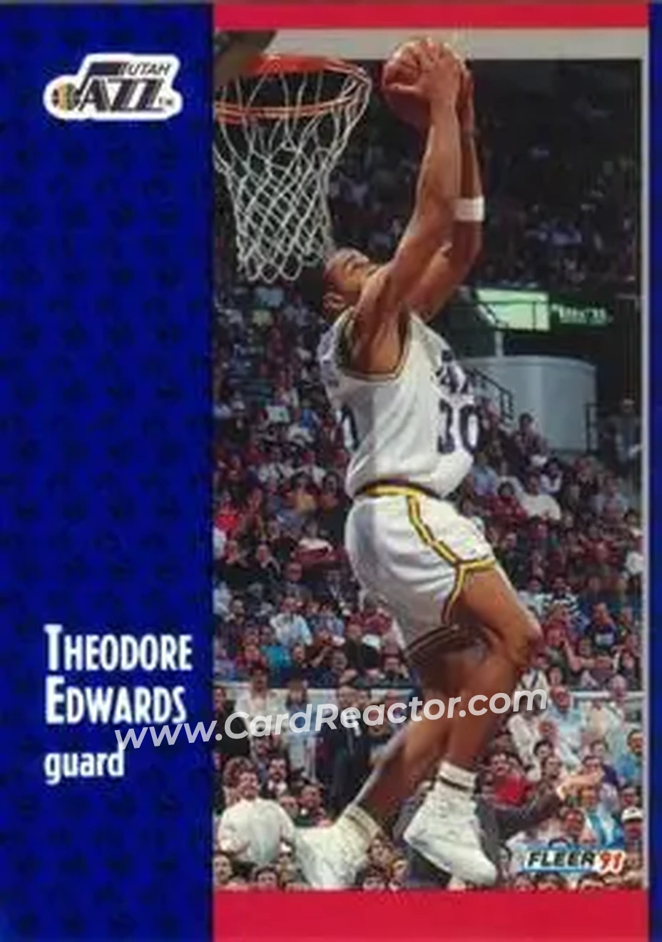 1991-92 Fleer #199 - Blue Edwards - Utah Jazz - Front