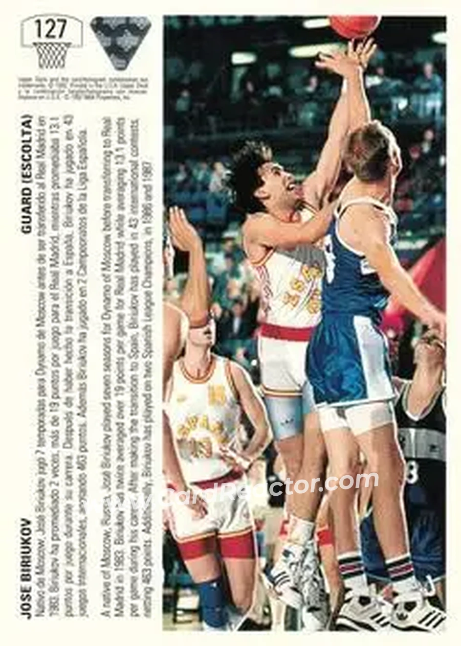 1991-92 Upper Deck Spanish #127 - Jose Biriukov - Spain - Back 1991-92 Upper Deck Spanish #127 - Jose Biriukov - Spain - Back