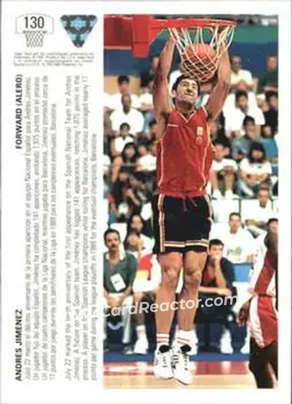 1991-92 Upper Deck Spanish #130 - Andrés Jiménez - Spain - Back