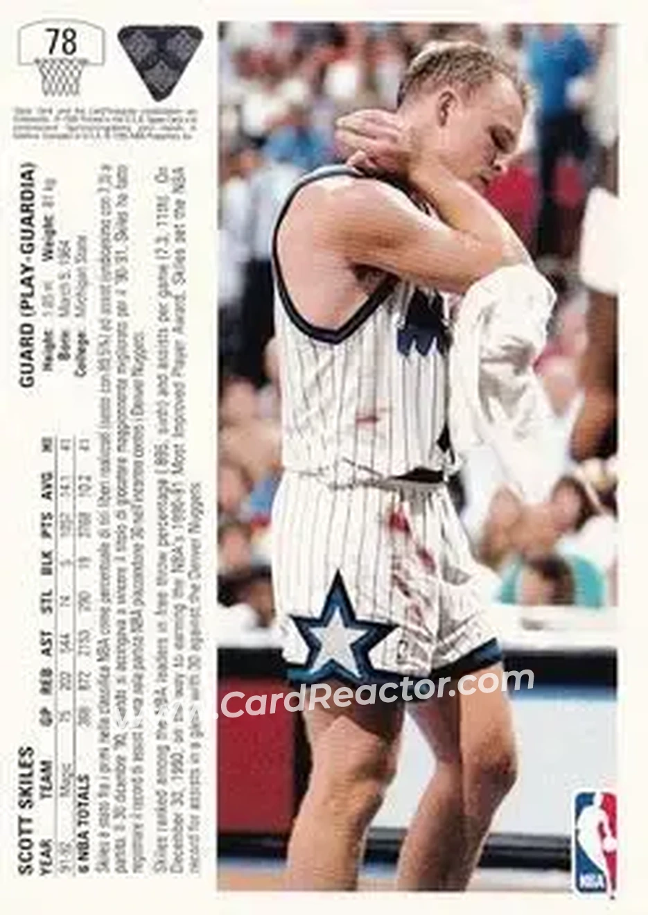 1991-92 Upper Deck Italian #78 - Scott Skiles - Orlando Magic - Back